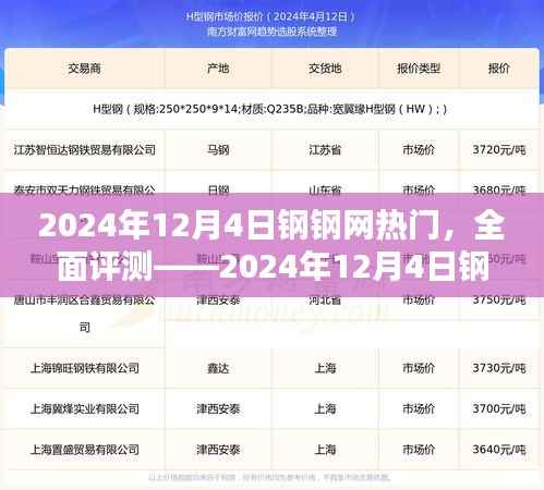 2024年12月4日钢钢网热门产品深度解析与全面评测