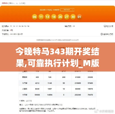 今晚特马343期开奖结果,可靠执行计划_M版3.724