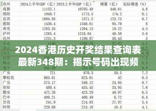2024香港历史开奖结果查询表最新348期:揭示号码出现频率的秘密