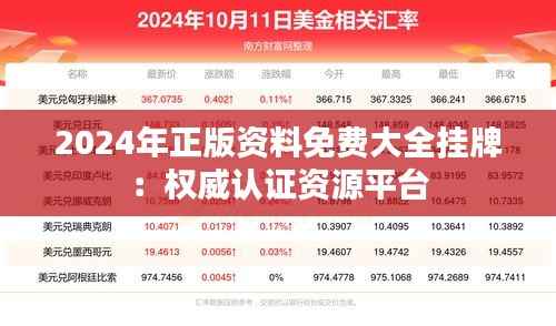 2024年正版资料免费大全挂牌:权威认证资源平台
