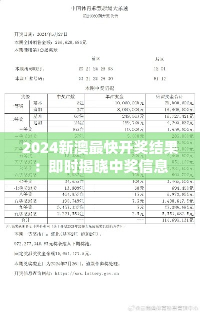2024新澳最快开奖结果:即时揭晓中奖信息