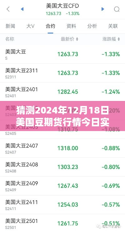 揭秘未来行情,美国豆期货行情预测与实时分析(针对2024年12月18日)