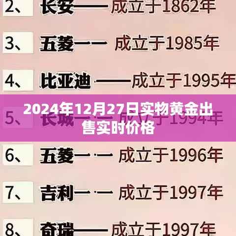 2024年黄金出售实时价格查询