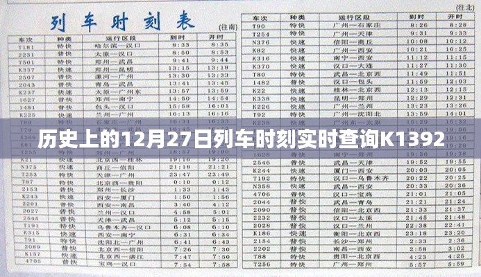 历史上的K1392列车时刻实时查询(12月27日)