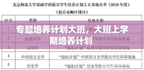 专题培养计划大班,大班上学期培养计划