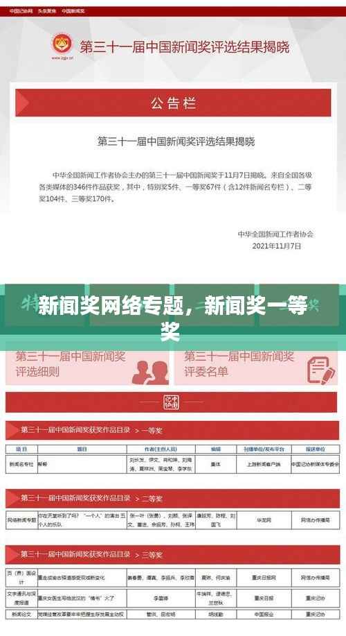 新闻奖网络专题,新闻奖一等奖