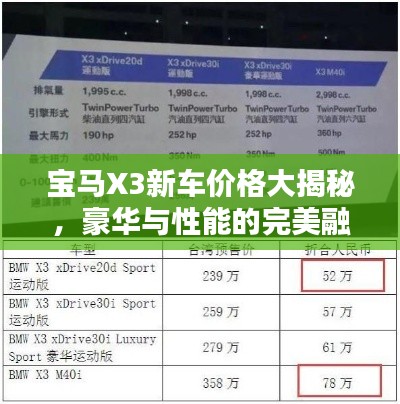 宝马X3新车价格大揭秘,豪华与性能的完美融合
